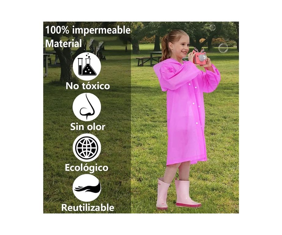 GENERICO Poncho impermeable para lluvia niña rosado | Falabella Chile