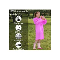 GENERICO - Poncho impermeable para lluvia niña rosado