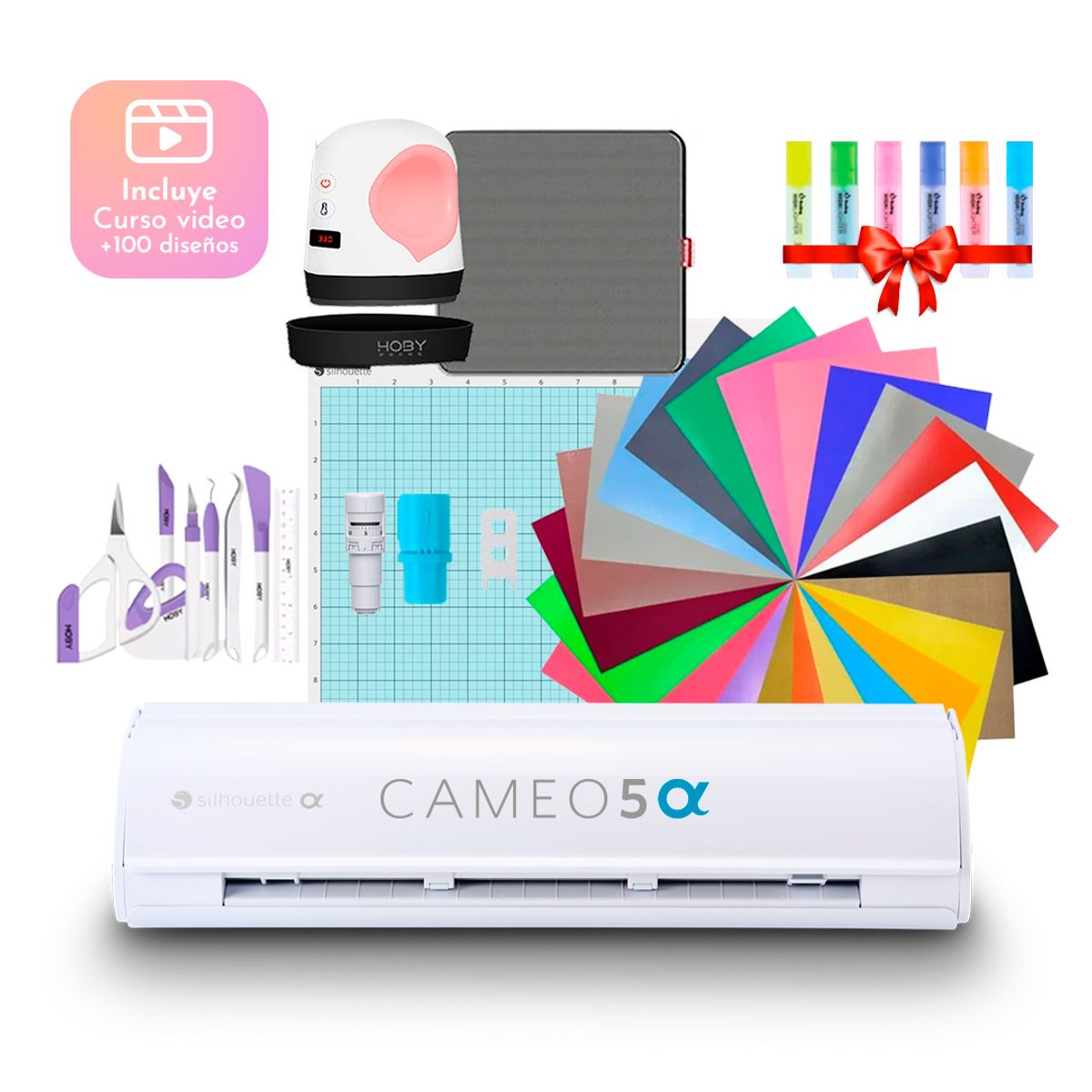 SILHOUETTE - Nuevo Kit inicio Silhouette Cameo 5 Alpha White + Plancha Mini Hoby