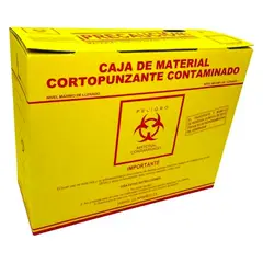 GENERICO - Caja de Cartón para Eliminación de Desechos Cortopunzantes Talla L Amarilla