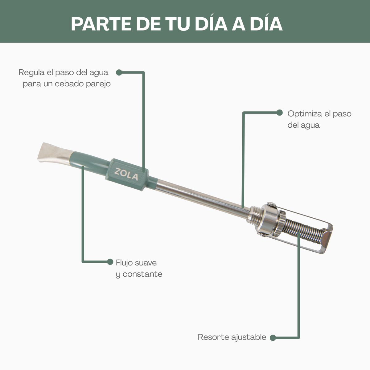 ZOLA OUTDOORS - Bombilla Para Mate Zola Resorte Ajustable Spring