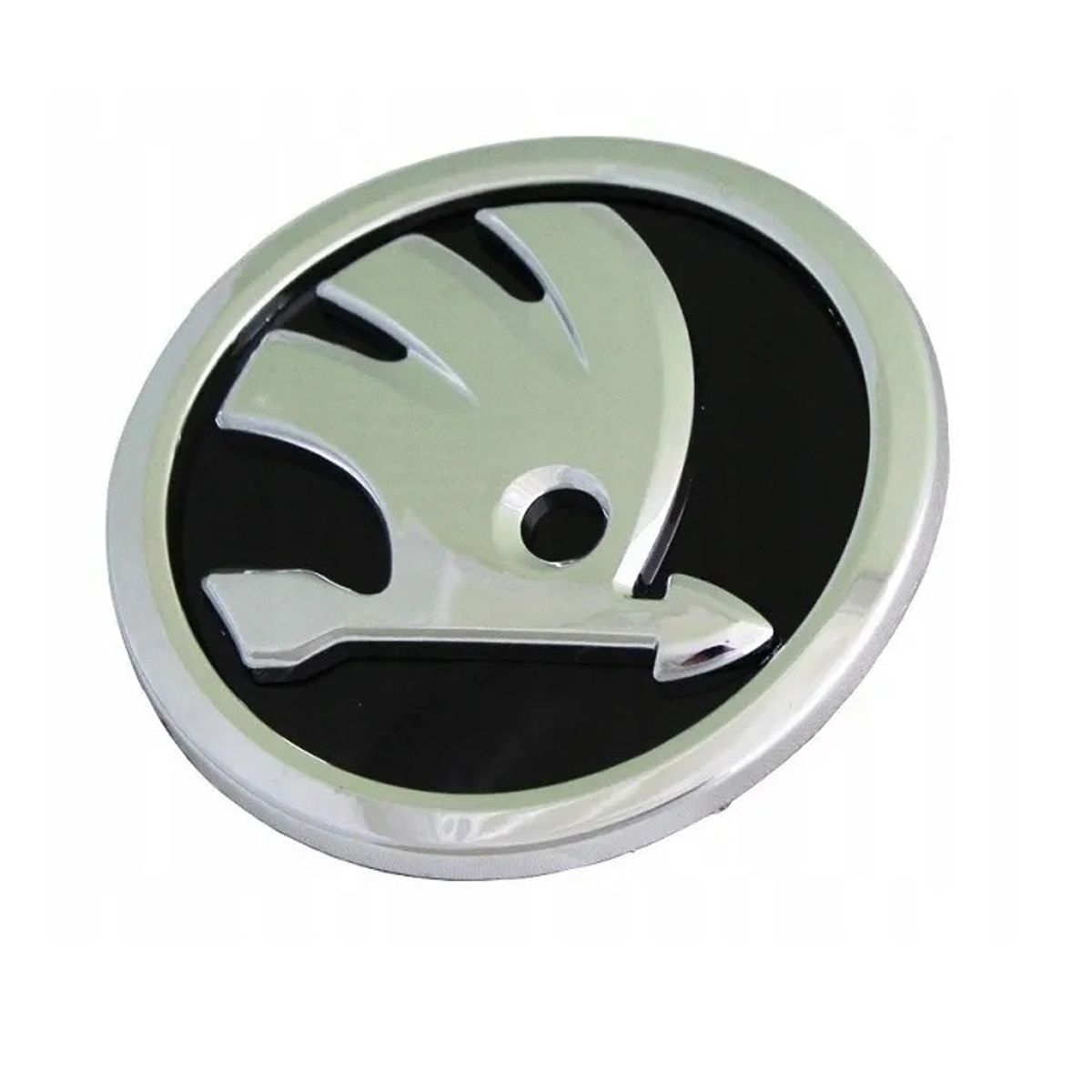 GENERICO - Emblema para Skoda Negro Plateado 80mm Adhesivo Y Pines