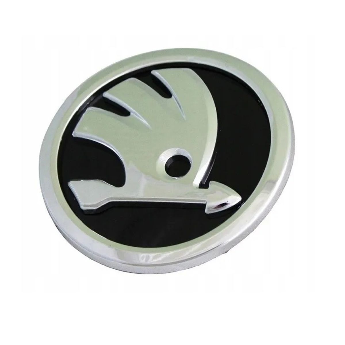 GENERICO - Emblema para Skoda Negro Plateado 80mm Adhesivo Y Pines