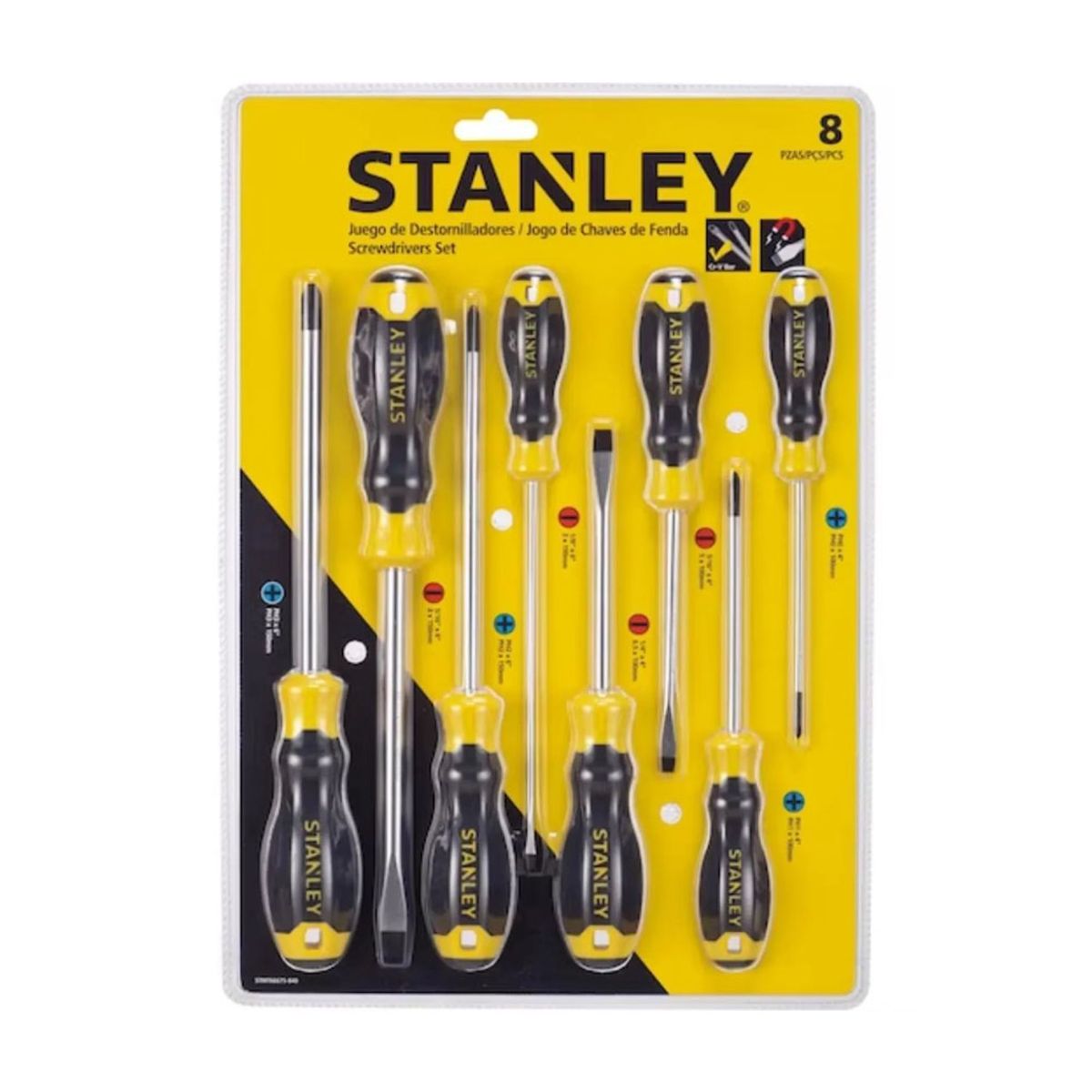 STANLEY - Juego de Destornilladores Mixtos Pts Magnéticas - 8 Piezas
