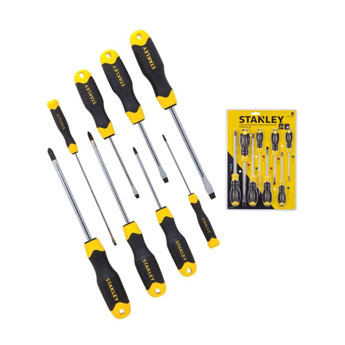 STANLEY - Juego de Destornilladores Mixtos Pts Magnéticas - 8 Piezas