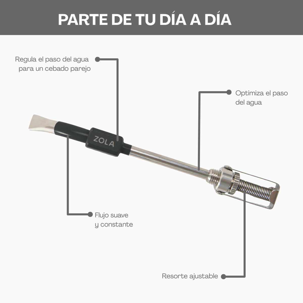 ZOLA OUTDOORS - Bombilla Para Mate Zola Resorte Ajustable Spring