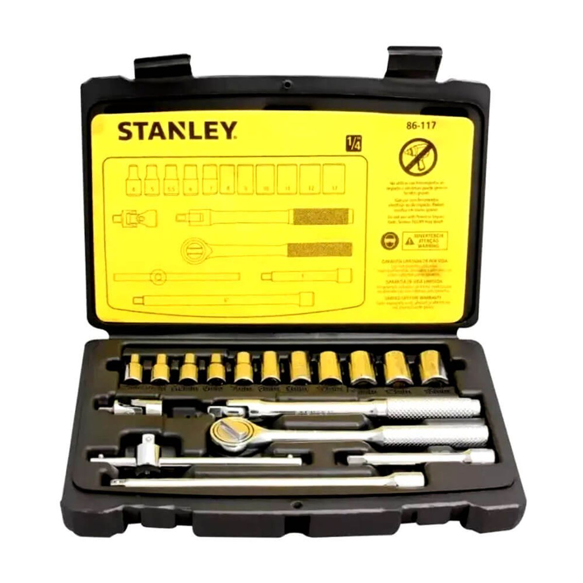 STANLEY - Juego de Dados Hexagonales de 1/4" – 18 Piezas