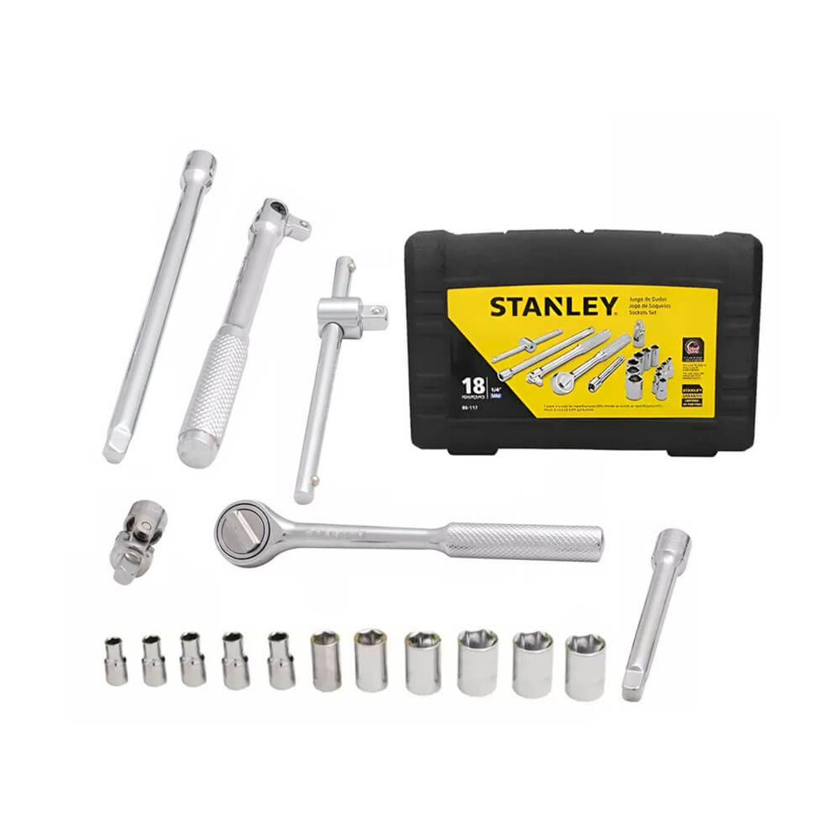 STANLEY - Juego de Dados Hexagonales de 1/4" – 18 Piezas