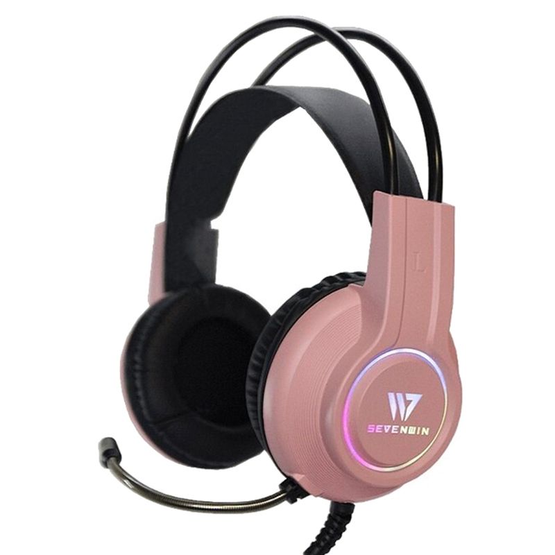 GENERICO - AUDIFONOS GAMER SEVENWIN CROW SENSE PINK RGB 7.1