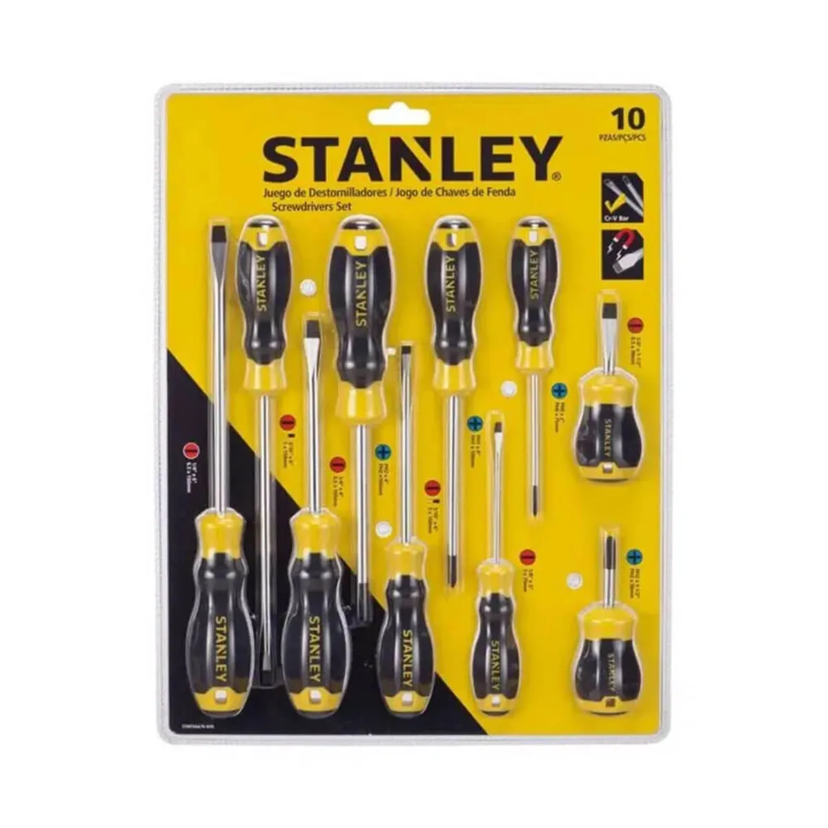 STANLEY - Set Destornilladores Mixtos P. Imantadas Stanley - 10 Piezas