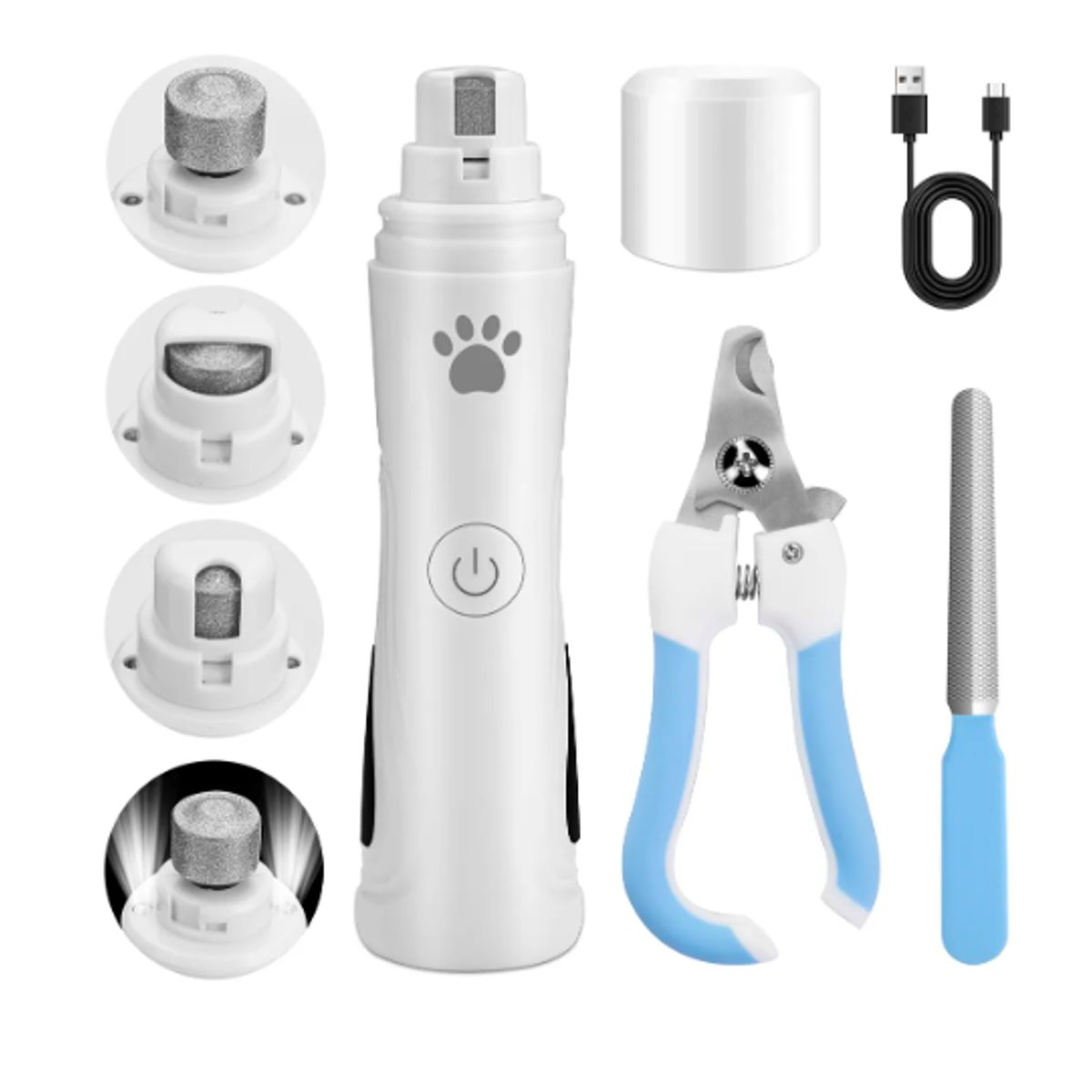 GENERICO - Kit Profesional Lima De Uñas Eléctrica Perro Gato Recargable