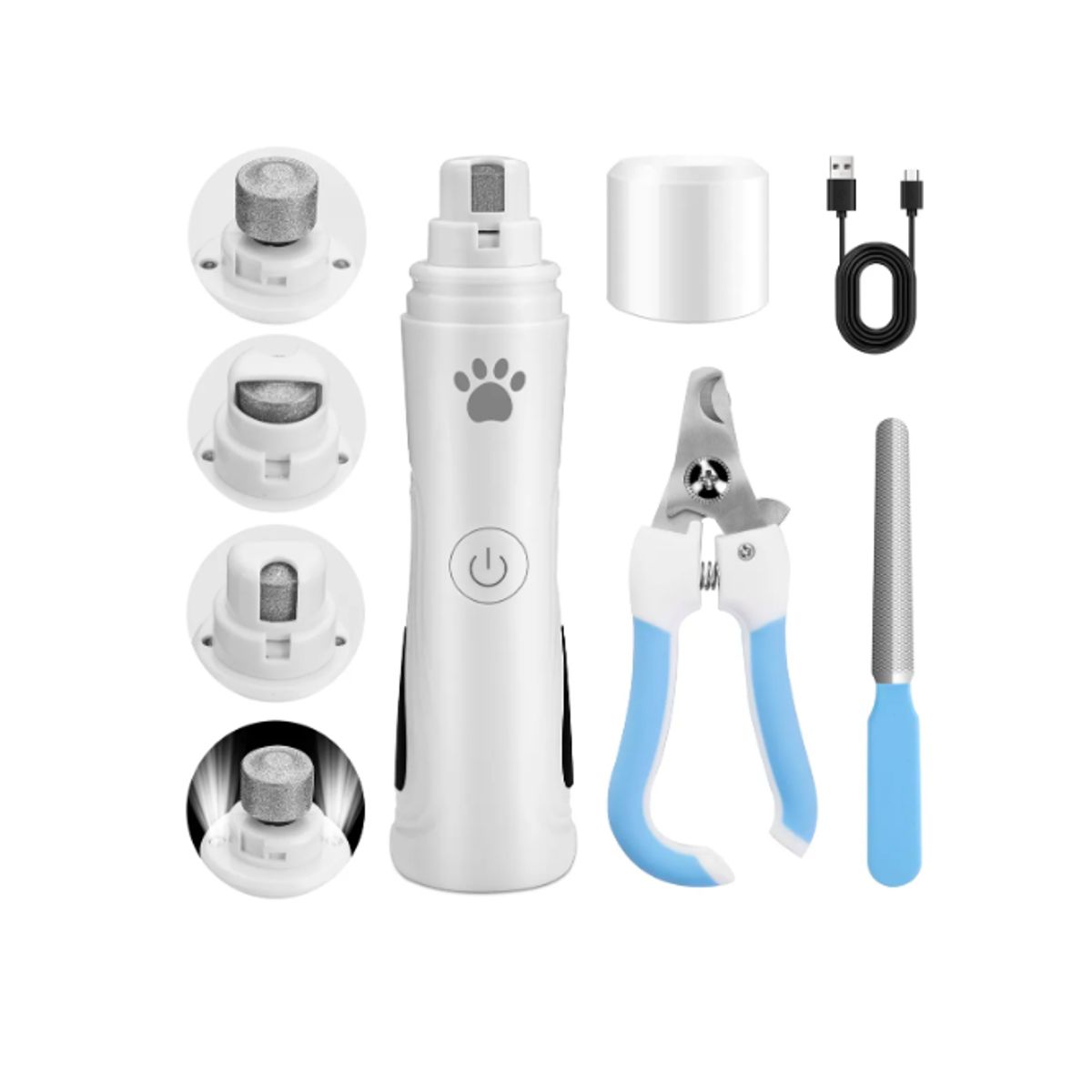 GENERICO - Kit Profesional Lima De Uñas Eléctrica Perro Gato Recargable