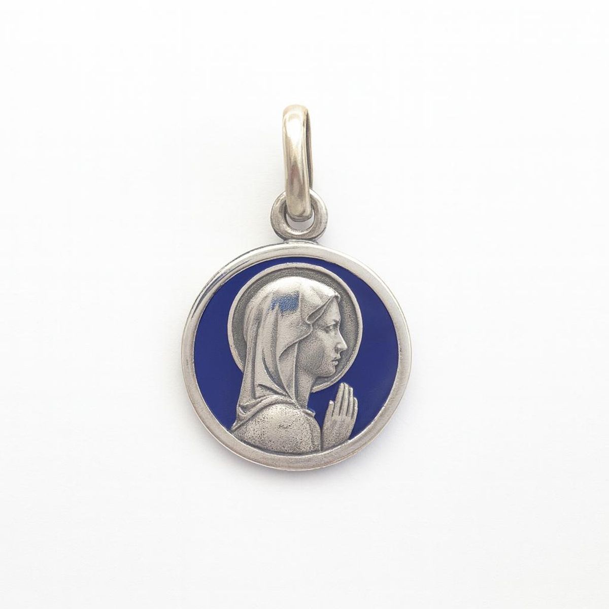 JOYAS LANDEROS - Colgante Virgen Niña Ovalada Esmaltada Plata 925
