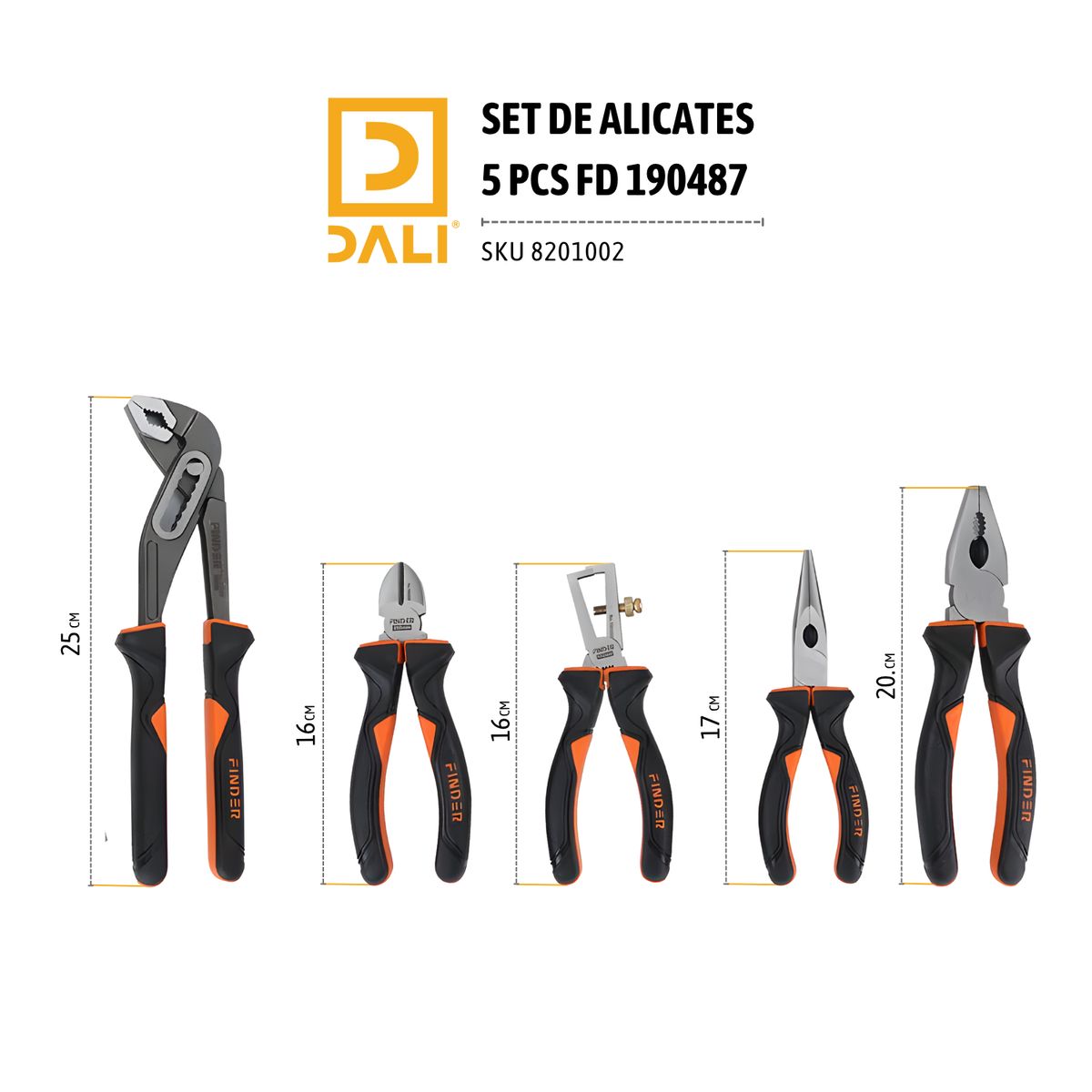 DALI - Set de Alicates 5 Piezas 190487 – Acero al Carbono