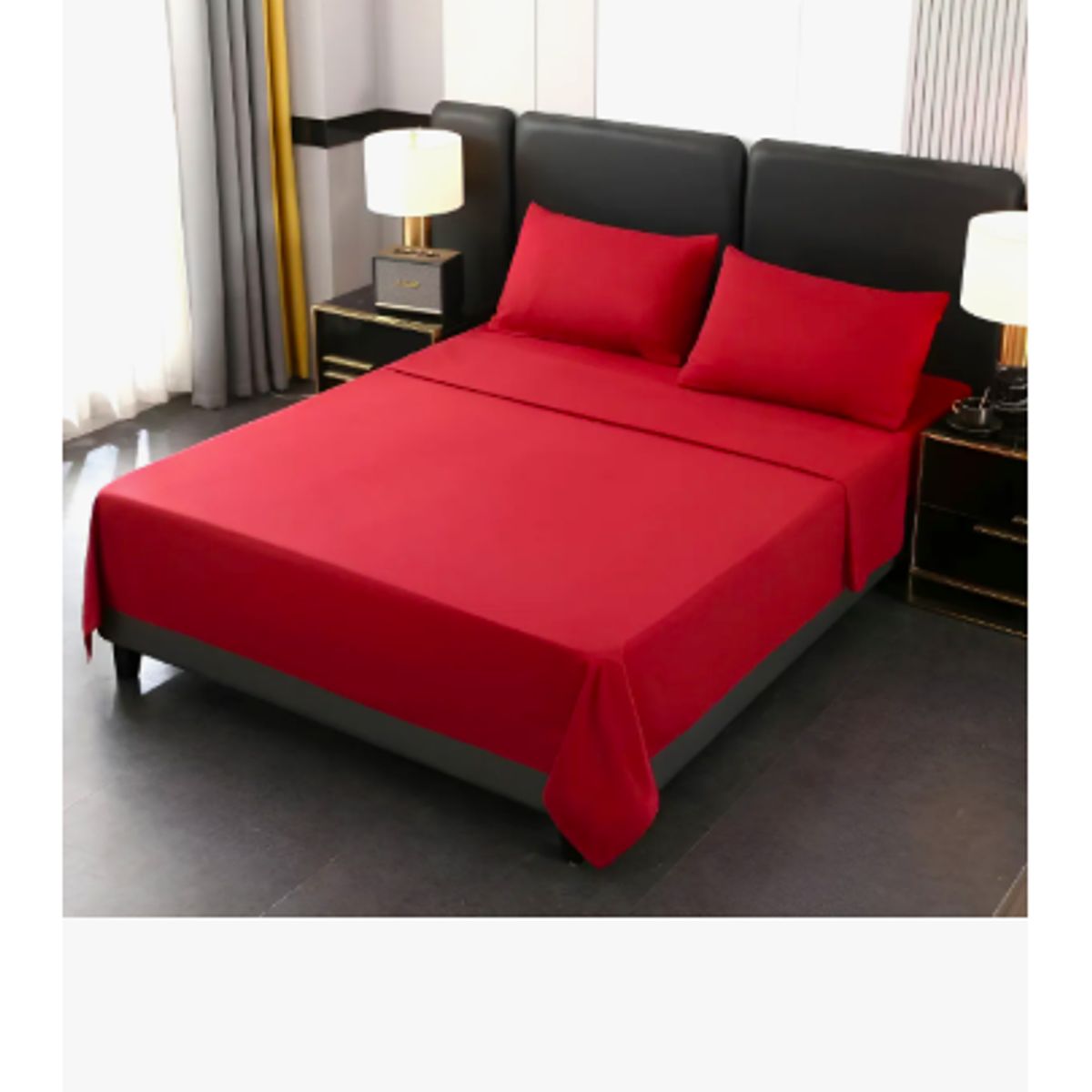 GENERICO - Juego de sábanas BJ Hogar 200H 2P rojo 200cmx150cmx27cm 4 piezas