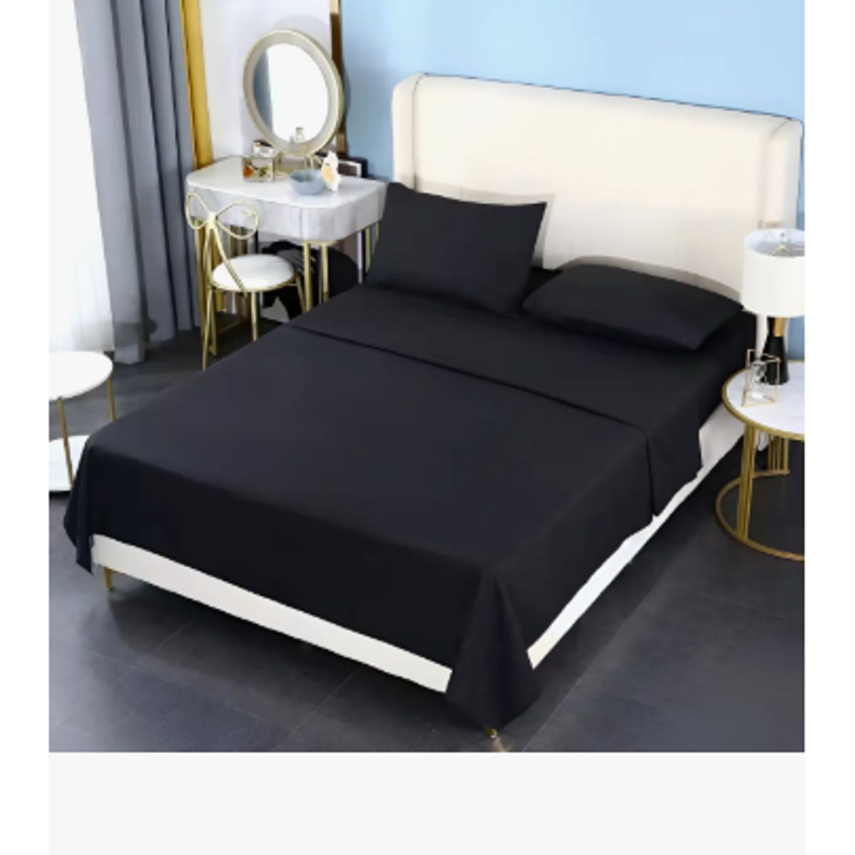 GENERICO - Juegos de sábanas BJ Hogar 200H 2P negro 200cmx150cm x27cm 4 piezas