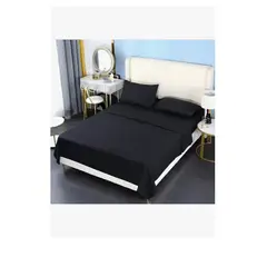 GENERICO - Juegos de sábanas BJ Hogar 200H 2P negro 200cmx150cm x27cm 4 piezas