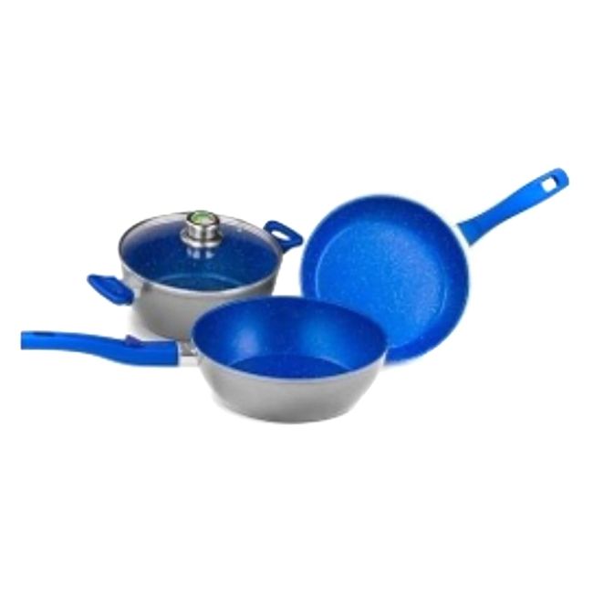 SWISS NATURE LABS - Batería de Cocina Antiadherente Flavorstone 4 Piezas