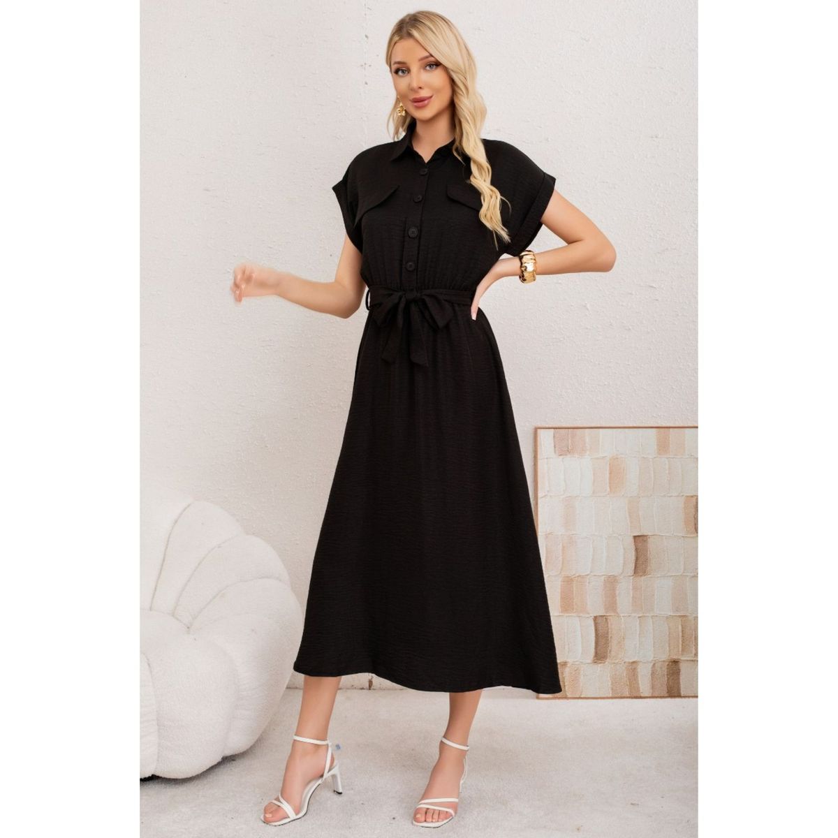 LIKE SHOP - Maxi Vestido Largo Mujer Tela Tipo Jeans Con Mangas Premium 3373