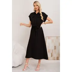 LIKE SHOP - Maxi Vestido Largo Mujer Tela Tipo Jeans Con Mangas Premium 3373