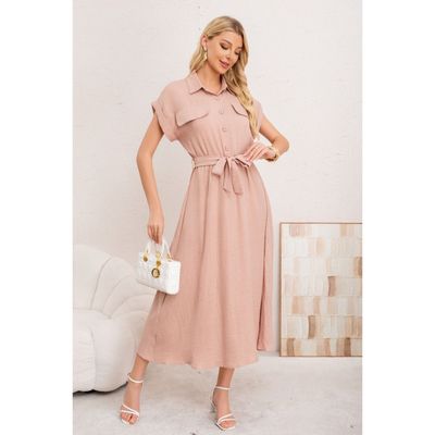 Imagen 2 del producto Maxi Vestido Largo Mujer Tela Tipo Jeans Con Mangas Premium 3373