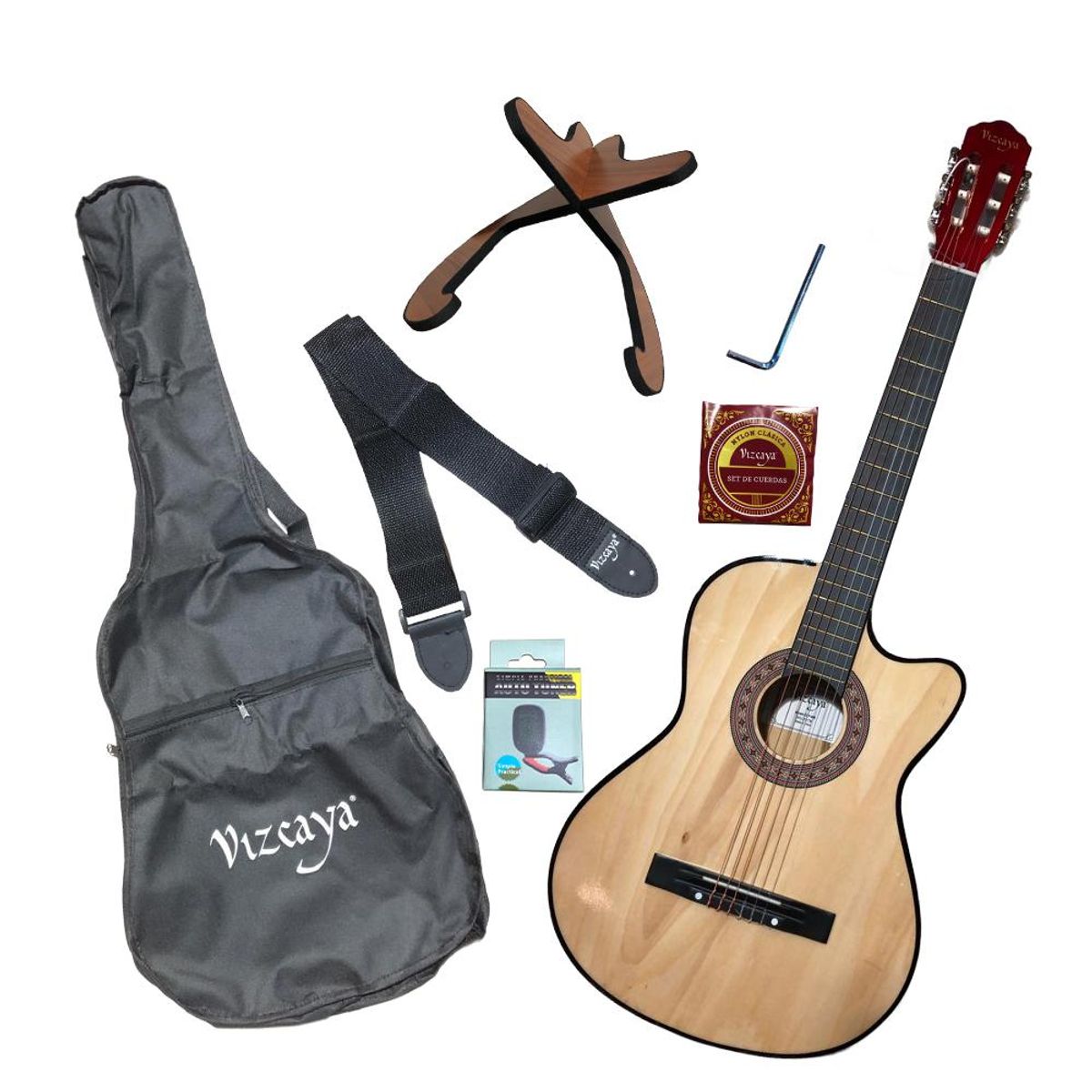VIZCAYA - Pack Guitarra Acustica Vizcaya Funda Atril Afinador Correa