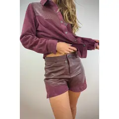 HER - Short de Cuero Burdeo
