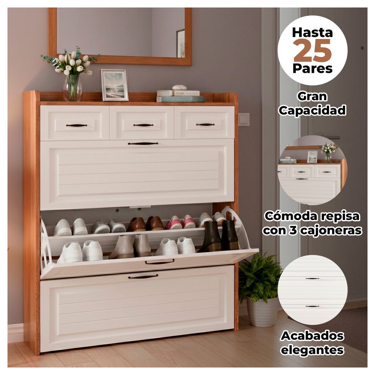 GLOBAL LATIN GROUP - Mueble Zapatero Organizador de Alta Calidad XXL para 25 pares
