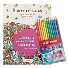 ALMA - Libro para colorear - Frases célebres - Editorial + 12 lápices pastel
