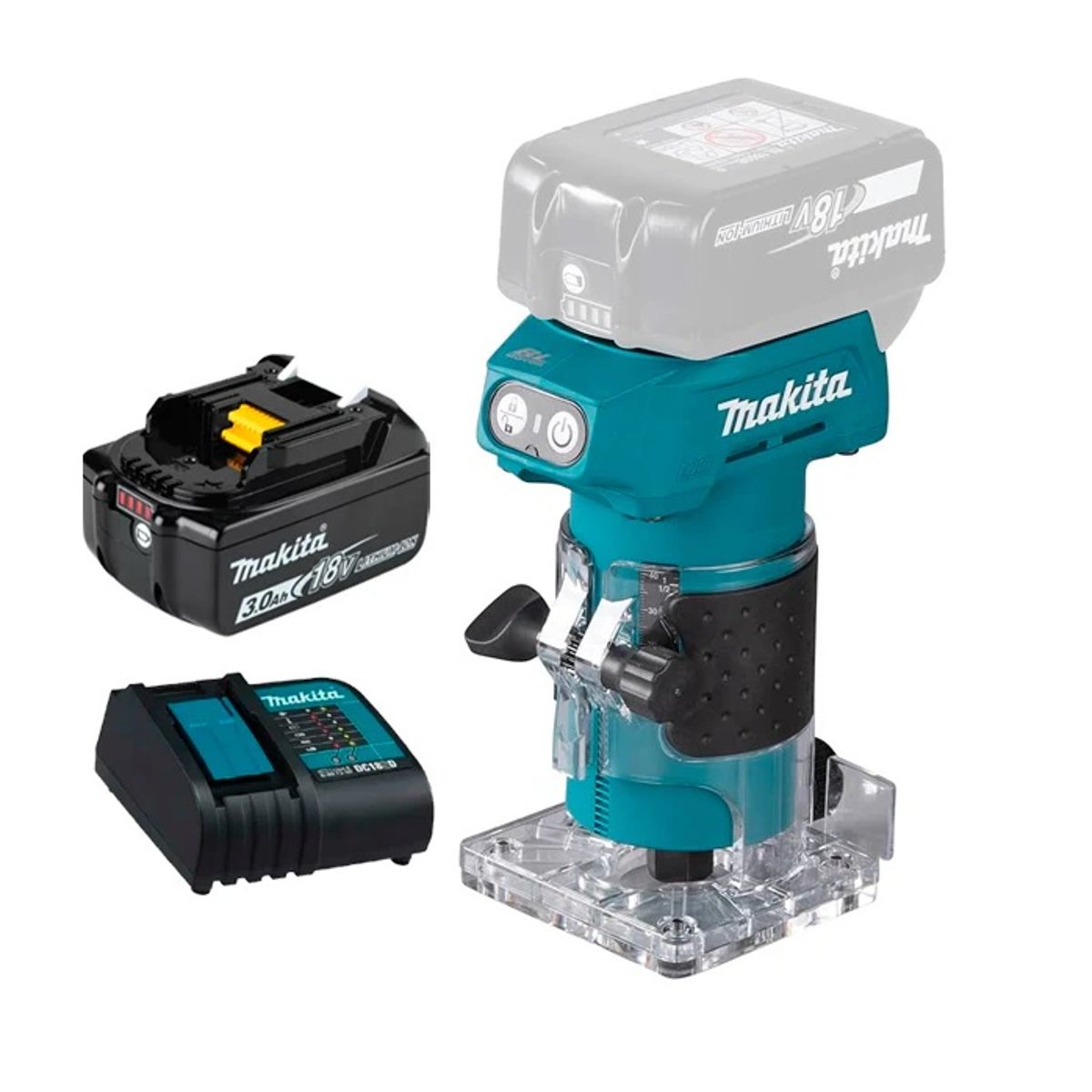 MAKITA - Rebajadora Inalámbrica 18V/ 30.000 RPM/2,5 kg/BL/XPT Makita DRT52 (3 Ah)