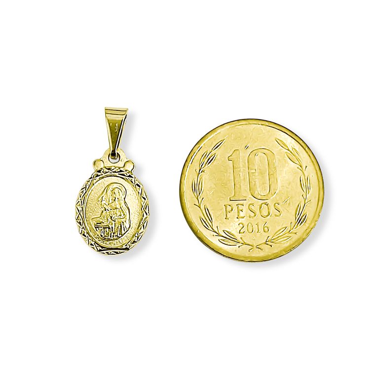 Colgante Medalla Virgen Santa Rita 12mm Ovalado Borde Enchapado Oro 18K Dorado TALLA UNICA