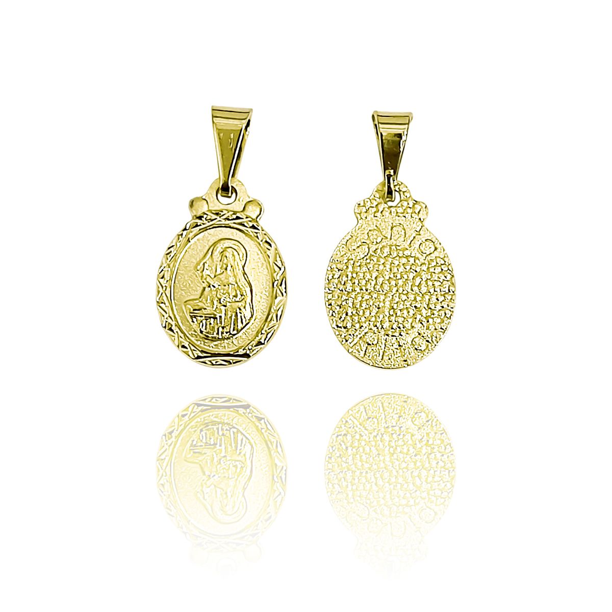 COGGIOLA - Colgante Medalla Virgen Santa Rita 12mm Ovalado Borde Enchapado Oro 18K