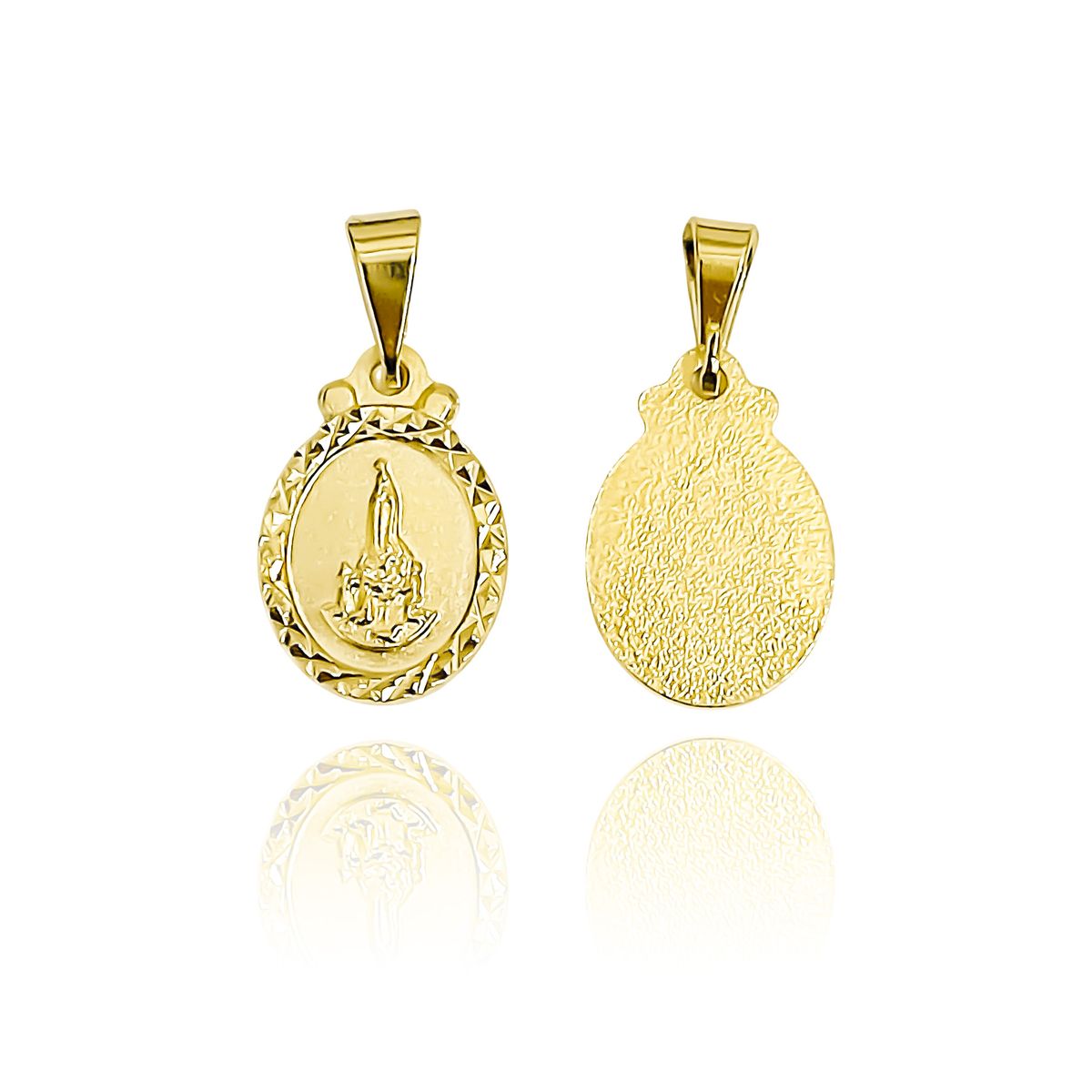 COGGIOLA - Colgante Medalla Virgen Fátima 12mm Ovalado Borde Enchapado Oro 18K