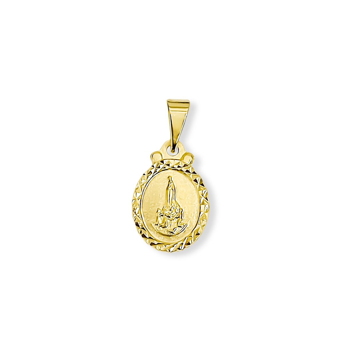 COGGIOLA - Colgante Medalla Virgen Fátima 12mm Ovalado Borde Enchapado Oro 18K