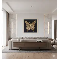 GENERICO - Cuadro Mariposa Dorada Minimalista 60x60cm