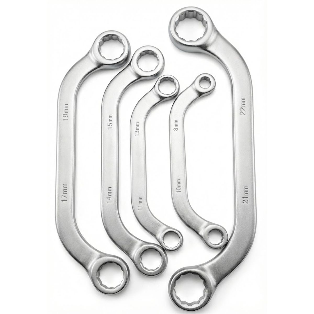 GENERICO - Set 5 Llaves Acodadas Curva Métricas 8-22mm Alta Resistencia