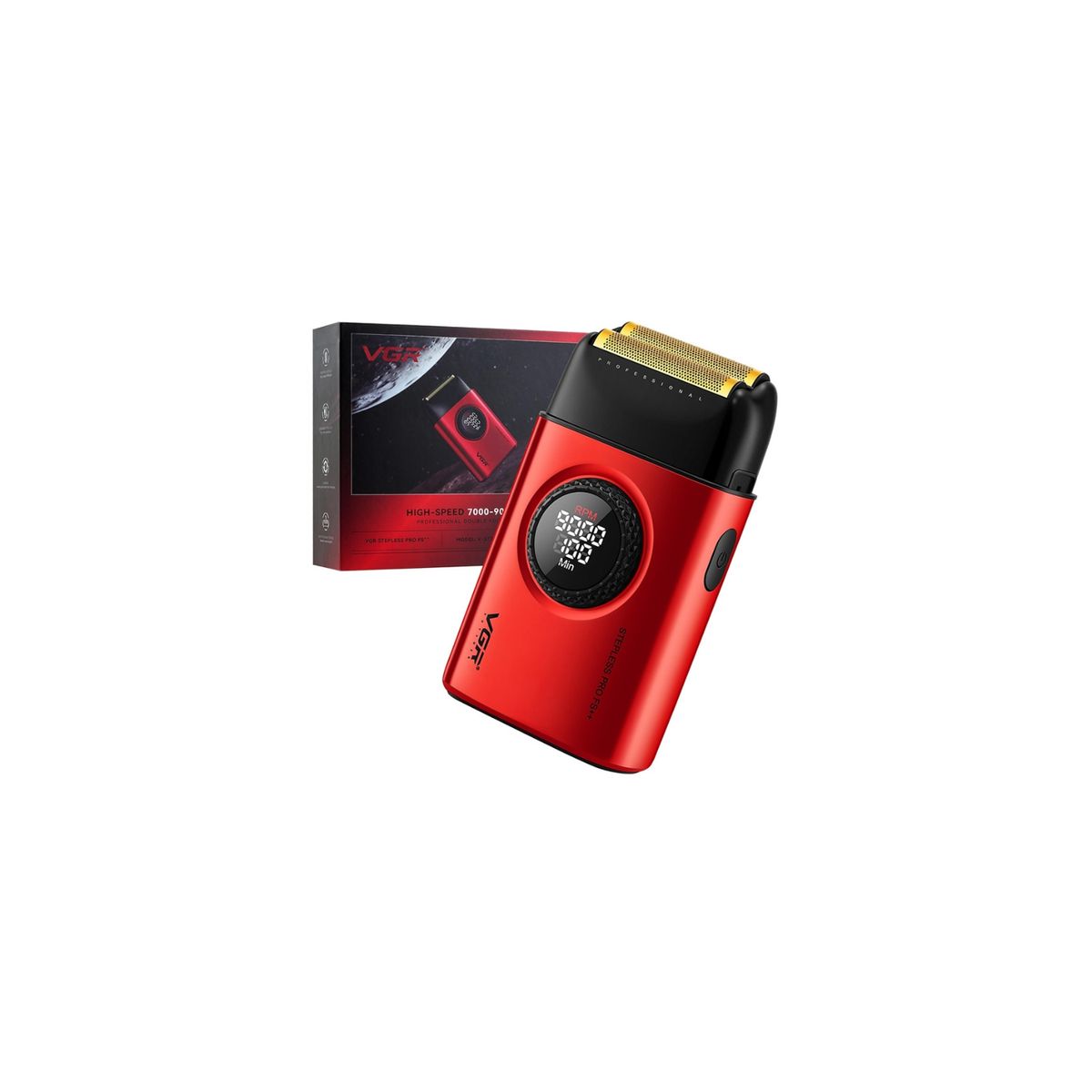 VGR - Shaver Afeitadora Profesional VGR 377 9000RPM Regulable Rojo