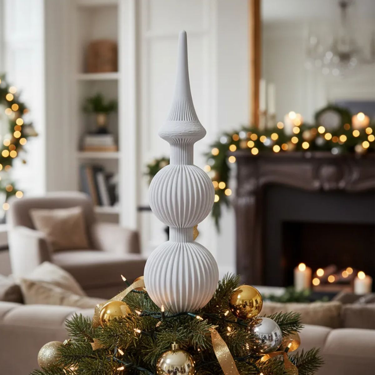 GENERICO - Adorno navidad - Remate acanalado para árbol