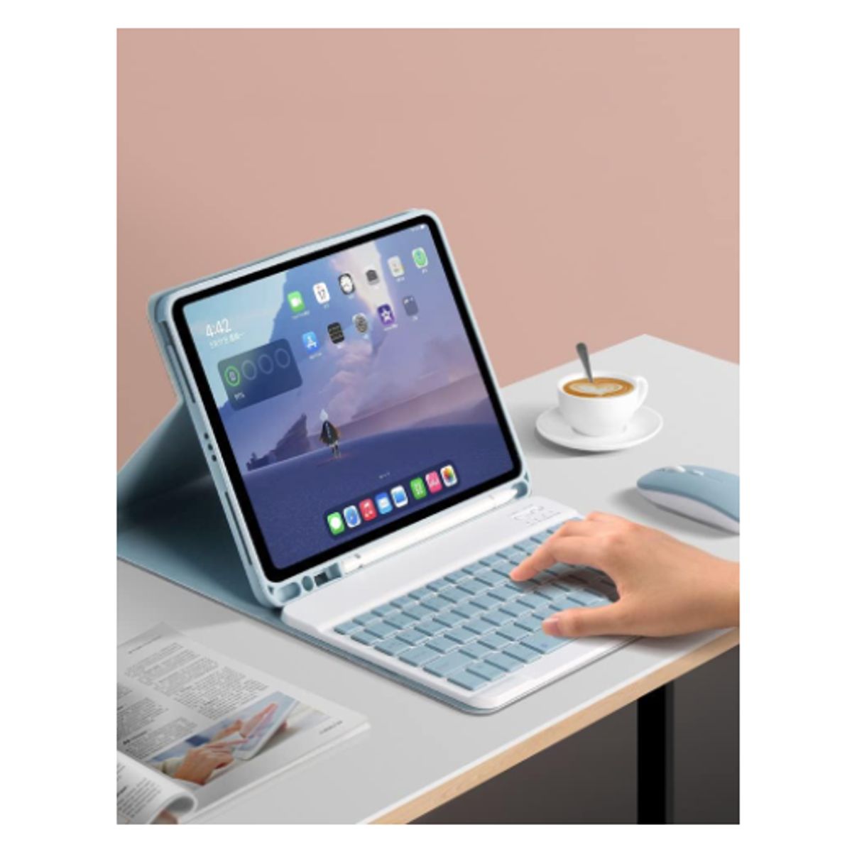 GENERICO - Funda con teclado para IPAD Air11 (2025/2024) Air5/Air4 10.9 celeste