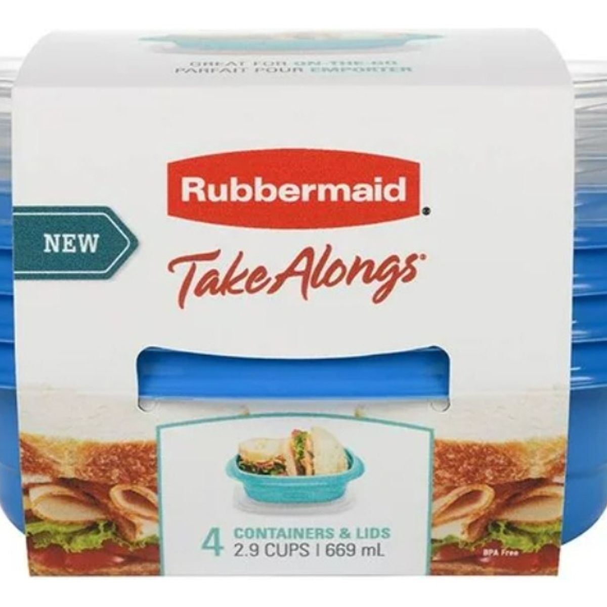 GENERICO - 4 Contenedores De Alimentos Take Alongs Sandwich Snacks Color Azul y Verde