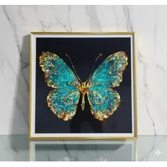 GENERICO - Cuadro Mariposa Turquesa Dorada 60x60cm