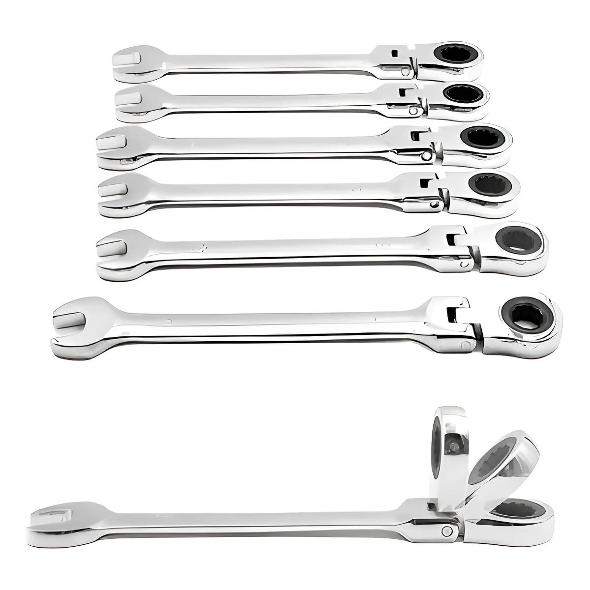 GENERICO - Set 7 Llaves Combinadas Articuladas Flexibles 8-19mm
