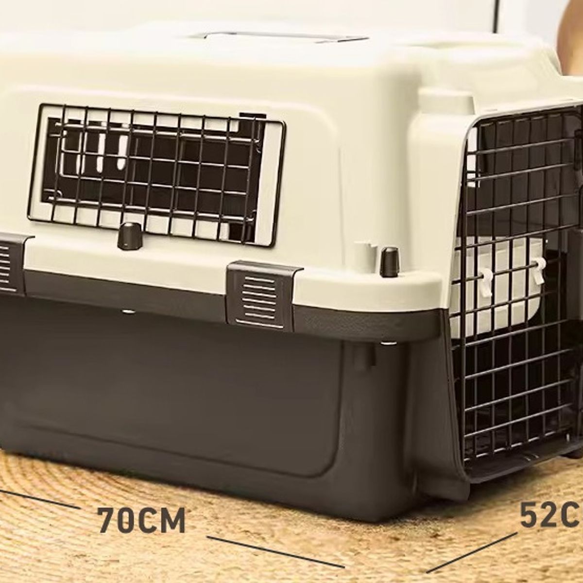 HOOPET - Jaula Canil IATA Para Transporte Con Ventanillas Metálicas Talla L Negro