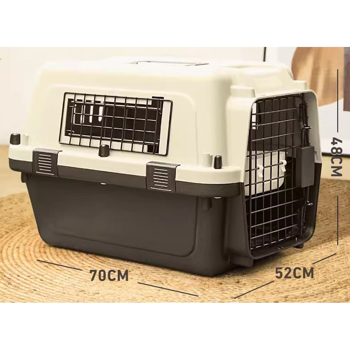 HOOPET - Jaula Canil IATA Para Transporte Con Ventanillas Metálicas Talla L Negro