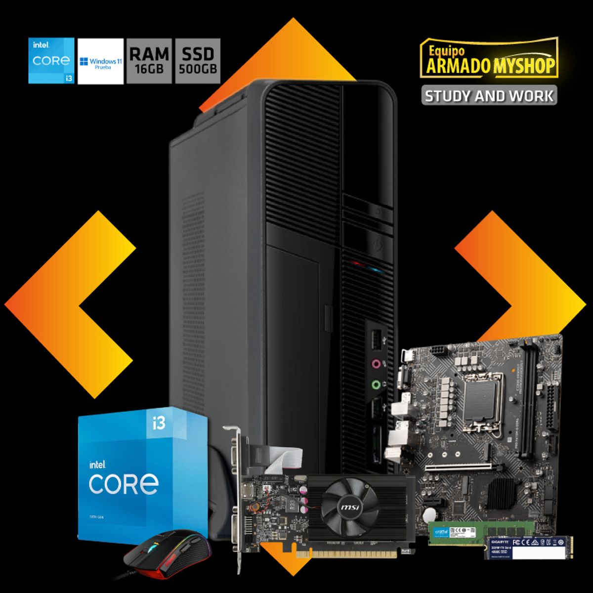 GENERICO - Pc Study And Work - Intel Core I3-13100f - Msi H610m-g