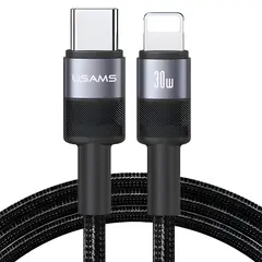 USAMS - Cable Para Lightning Para iPhone 30w Largo 1,2 Metros Sj729 Negro