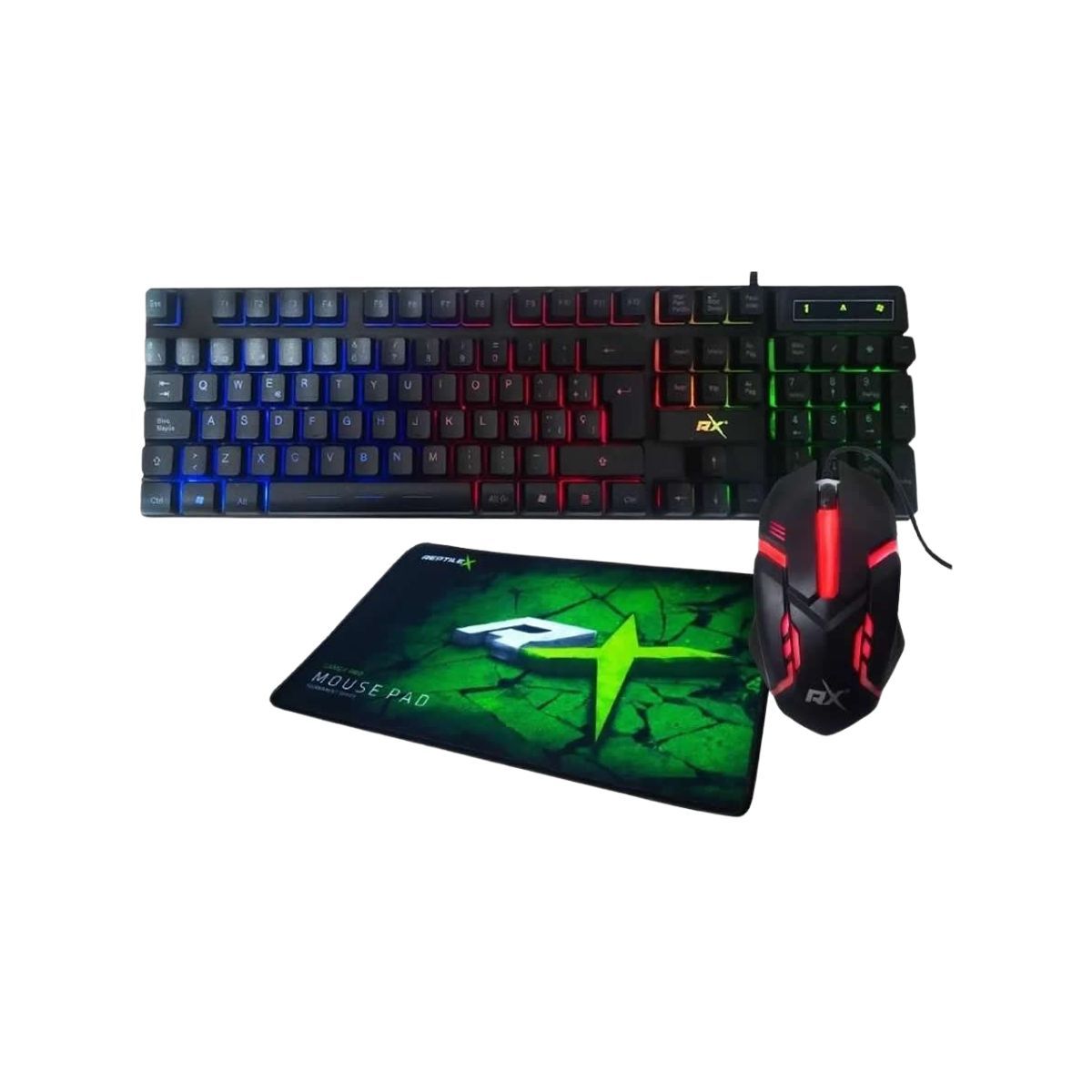 REPTILEX - Kit Gamer 3 En 1 Teclado Mouse Y Pad Reptilex LED