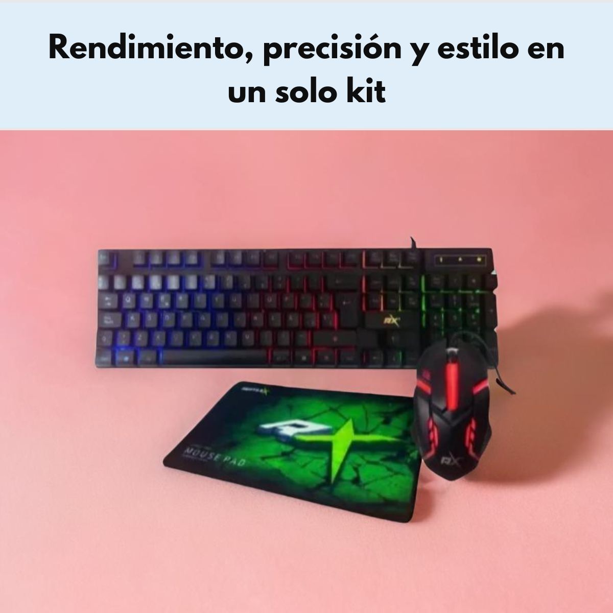 REPTILEX - Kit Gamer 3 En 1 Teclado Mouse Y Pad Reptilex LED