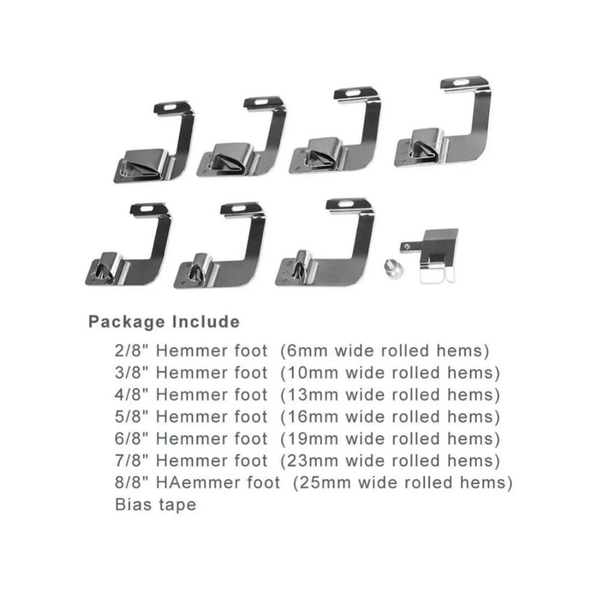 GENERAL - Set De 7 Prensatelas Para Dobladillo