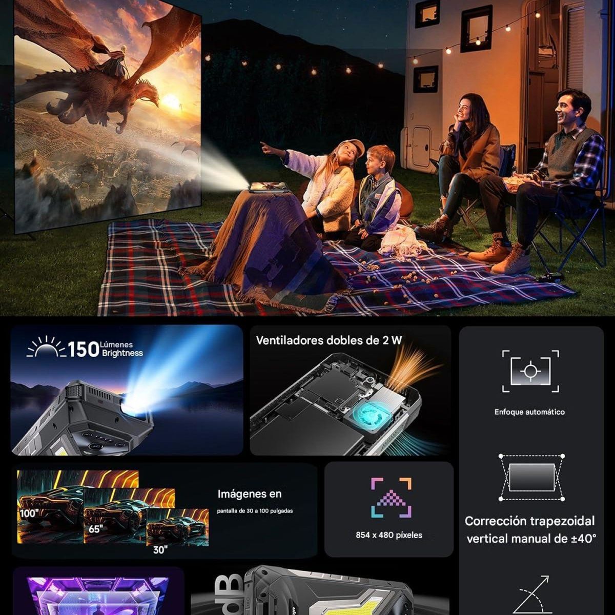ULEFONE - Ulefone Armor 34 Pro Proyector DLP 25500mAh 5G Luz 1100lm